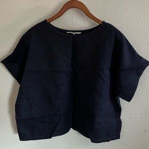 Elizabeth Suzann Navy Linen Georgia Top